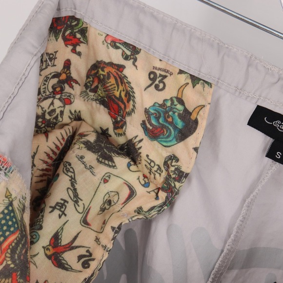 Ed Hardy Women's Cargo Pants Size S Light Grey Lightweight Baggy Drawstring - Picture 6 of 9